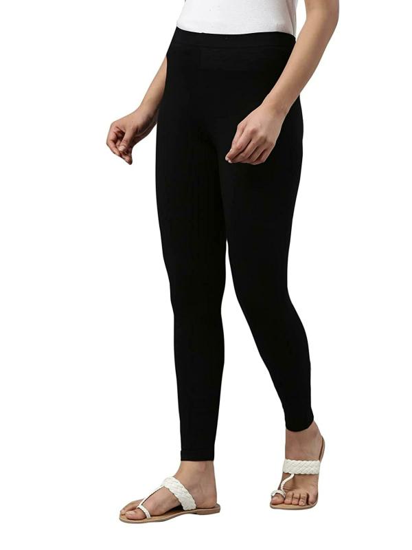 Go Colors Women Black Solid Stretch Leggings JioMart