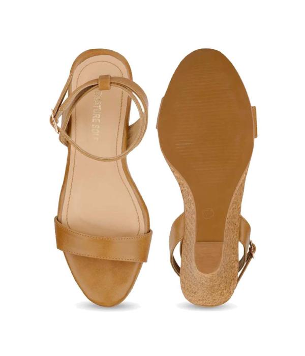 Signature Sole Brown Ankle Strap Wedges JioMart