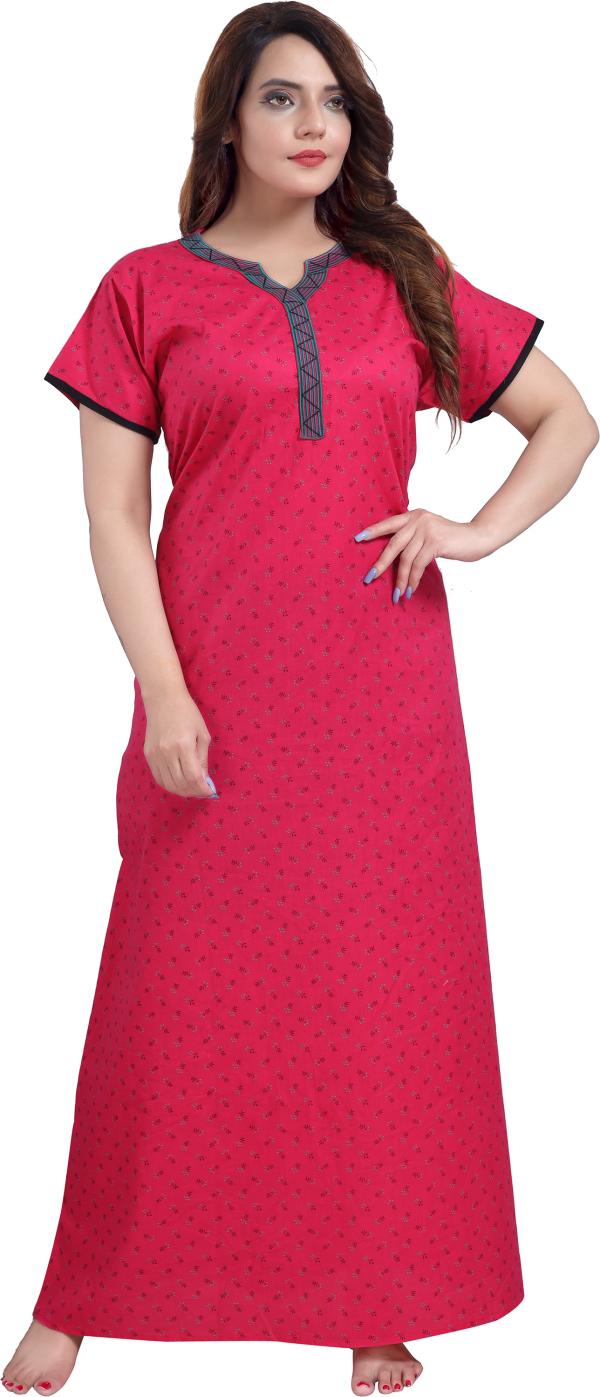 TRUNDZ Red Floral Cotton Nighty JioMart