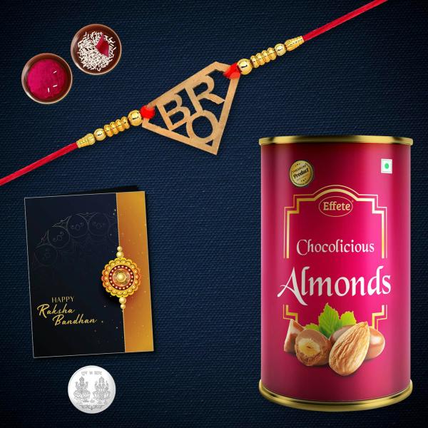 Deodap Multicolor Rakhi With Chocolate, Roli Chawal, Pair Of Pooja Coin