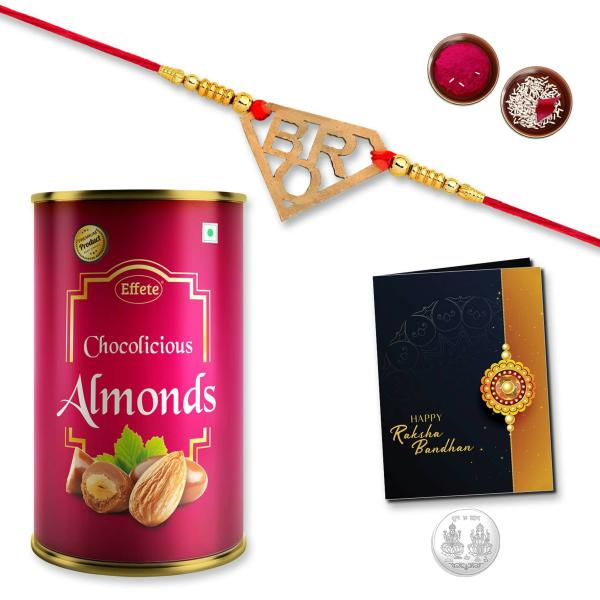 Deodap Multicolor Rakhi With Chocolate, Roli Chawal, Pair Of Pooja Coin