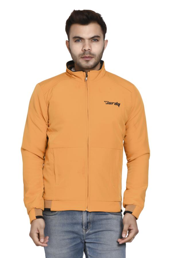 BURDY Men Mustard Solid Polyester Biker Jacket JioMart