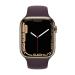 Apple Watch Series 7 Cellular - 45 mm Gold Stainless Steel Case with Dark Cherry Sport Band