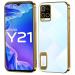 RJR Back Case Cover for Vivo Y21 2021 Model Electroplated Logo View Back Case Cover | Slim Shockproof |Super Soft TPU | Raised Edges | Anti-Shock | Anti-Yellow Case- Gold