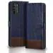 Jotech Dual Colour Flip Cover for Moto G82 5G / G52 - Blue&Coffee