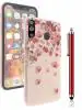 IACCESSORIES 3D Floral Back Cover for Samsung Galaxy M30 - Printed Soft TPU Protective and Stylish Girls Case with Stylus Pen - Pink
