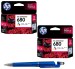 HP 680 Tri-color Original Ink Advantage Cartridges (Pack of 2) With ITGLOBAL 3in1 Multi-Function Pen