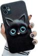 Fastship Colour Eye Cat soft Kitty Case Back Cover for APPLE iPhone 12 mini | Faux Leather Finish 3D Pattern Cat EYES Case Back Cover Case for iPhone 12mini - Black