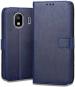 Clickaway Blue Faux Leather Back Case Cover For Samsung Galaxy J4