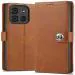 Fastship Itel A663LC / Itel_A05s Flip Cover | Full Body Protection |Inside Back TPU Wallet Stylish Button Magnetic Closure Book Cover Leather Flip Case for Itel A05s - Executive Brown