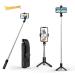 MEERTRONICS Q07 Bluetooh Extendable Selfie Sticks with Detachable Wireless Remote Portable Tripod Stand, 3 in 1 Multifunctional Aluminium Selfie Stick Tripod Stand Compatible with All Smartphones