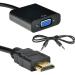 Microware HDMI Male to VGA Female Converter with 3.5mm Audio Cable, Black