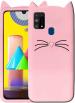 Aviaaz Samsung Galaxy M21 3D Cute Mustache Kitty Doll Pink Back Cover