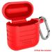 Tizum Shockproof Apple AirPods Case with Carabiner Hook for Headphone (Blood Red)