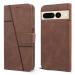 Jkobi Flip Cover Case For Google Pixel 7 Pro ( Stitched Leather Finish | Magnetic Closure | Inner TPU | Foldable Stand | Wallet Card Slots | Brown)