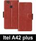 Sbms Itel A42 Plus Brown Artificial Leather Shock Proof Flip Cover