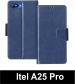 Sbms Itel A25 Pro Blue Artificial Leather Shock Proof Flip Cover