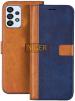 Niger Samsung A33 5G Blue and Brown Artificial Leather Scratch Proof Mobile Back Flip Cover with Holder