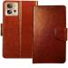 Juberous Faux Leather Case Flip Cover for Motorola Moto Edge 30 Fusion with Foldable Stand & Cards Slots - Brown