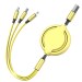 MMAK Multi Retractable 3.0A Fast Charger Cord, Charging Cable 4Ft 3-in-1 USB Charge Cord (Yellow)