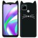 Indiacase Realme Narzo 20 Black Slim Silicone, Rubber Cat Design, Wireless Charging Compatible Cases & Covers, Display Size-12 mm, 14 x 7 x 5 mm