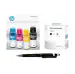 HP GT52 CMY/GT53 Black Ink Bottle + Combo Black & Colour Printhead 3JBO6AA With 3in1 Multi-Function Mobile Phone Stand