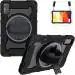 ProElite Cover for Redmi Pad SE case, Rugged 3 Layer Armor case cover for Redmi Pad SE 11 inch with Hand Grip and Rotating KickStand with Shoulder Strap, (Black)