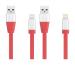 Microware USB Flat 8 pin Charging Cable for iPhone 6s Plus/6/6 Plus/5/5S/5C/SE/iPad/iPod and X, Red (Pack of 2)