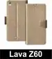 Sbms Lava Z60 Gold Artificial Leather Shock Proof Flip Cover