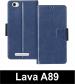 Sbms Lava A89 Blue Artificial Leather Shock Proof Flip Cover