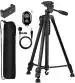 Ziome 3366 Aluminum Tripod (55-Inch),with Mic, Shutter Button & all Mobile Holder Tripod, Tripod Kit (Black, Supports Up to 4000 g)