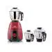 Usha Powerspin 750W Mixer Grinder, 3 Stainless Steel Jars With Handle, Maroon & Black