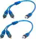 Kebilshop Rca Male Jack To 1 Rca Female Plug Splitter Audio Video Adapter Cable Blue (Pack Of 2)