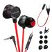 Plextone G15 Gaming Earphones with Mic, Volume Control, Mute Switch & 3D Stereo Sound for iPhone & Android Phones, Tablets, PC, Laptop, PS4, PS5, Xbox (Red)