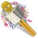 Pick Ur Needs Karaoke Wireless Mic Bluetooth Microphone Speaker 2-in1 with Recording + USB+FM Gold