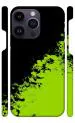YAPZONE Funky Green Color on Black Background Abstract |Designer Printed Hard Back Cover for Apple iPhone 14 Pro Premium & Attractive Case for Your Smartphone