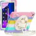 ProElite Cover for Lenovo M10 FHD 3rd Gen Cover Case, Rugged 3 Layer Armor case Cover for Lenovo Tab M10 FHD 3rd Gen 10.1 inch with Hand Grip & Rotating Kickstand with Shoulder Strap, Rainbow Pink