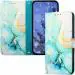 ClickCase Marble Series Faux Leather Back Case Card Holder Wallet with Magnetic Closure Flip Cover For Google Pixel 8A (Sea Green)