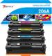 TRENDVISION 206A, W2110A, W2111A, W2112A, W2113A Combo Color Toner Cartridge for Printers Color Laserjet Pro MFP M283fdw, MFP M283cdw, M255dw, M282nw