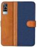 AmericHome Vivo Y51 (2020), V2030 Blue, Brown Artificial Leather, Silicon Mobile Back Cover