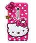 UNILORD Motorola Moto X Play Pink Rubber Screen Protector 3D Cute Hello Kitty Back Case Cover