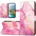 ClickCase Marble Series Faux Leather Back Case Card Holder Wallet with Magnetic Closure Flip Cover For Honor 8X (Pink)