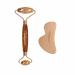 Vintageware Copper Face Roller Natural Handmade Crafted Facial Massager Skin Tool for Anti anti-aging skincare (Wooden Handle With Copper B Shape Gua Sha)