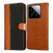 Casotec Flip Cover Back Case for Xiaomi 14 5G | Premium Leather Finish | Inbuilt Pockets & Stand | Flip Cover Back Case for Xiaomi 14 5G (CamelBlack)