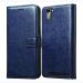 Casotec Premium Leather Kickstand Wallet Flip Case Cover with Magnetic Closure for XOLO ERA 2 - Blue