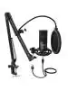 Fifine T669 Black Metal Condenser USB Microphone Kit with Adjustable Scissor Arm Stand Shock Mount for PC and MAC Only
