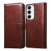 Casotec Flip Cover Back Case for Samsung Galaxy A35 5G | Premium Leather Finish | Inbuilt Pockets & Stand | Flip Cover Back Case for Samsung Galaxy A35 5G (Brown)