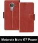 Sbms Motorola Moto G7 Power Brown Artificial Leather Shock Proof Flip Cover
