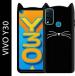 UNILORD Vivo Y30 Black Rubber Screen Protector 3D Cat Kitty Girls Back Case Cover
