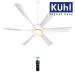 KUHL Platin D16 Stylish BLDC Fan | Low Power 30W | High Air Flow | 6 Aerodynamic ABS Blades | Low Noise | Down Light | 1200 mm sweep | Operate on Remote-Mobile-Alexa | Reverse Mode |5 Star Rated|White